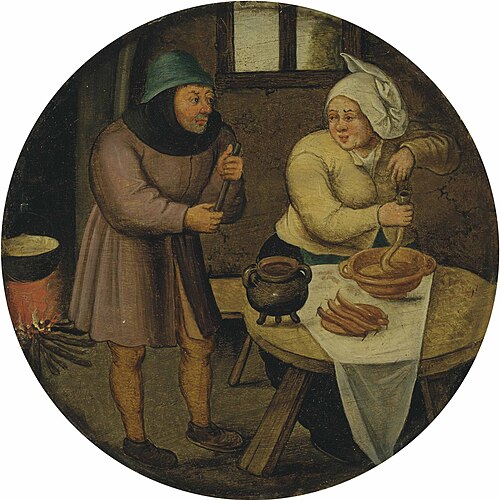 Le couple aux saucisses, 1594, Pieter Brueghel le Jeune