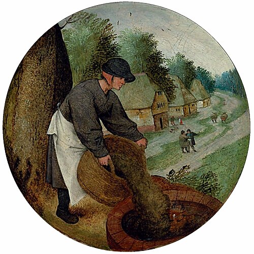 Filling the well after the calf had drowned, 1614, Pieter Brueghel le Jeune