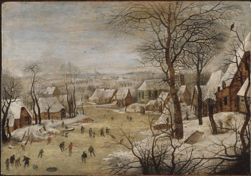 Winter Landscape with Skaters and a Bird Trap, 1630, Pieter Brueghel le Jeune