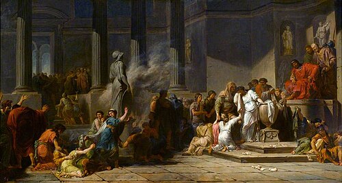 Athenian Girls Drawing Lots to Determine which among them Shall Be Sent to Crete for Sacrifice to th, 1778, Pierre Peyron