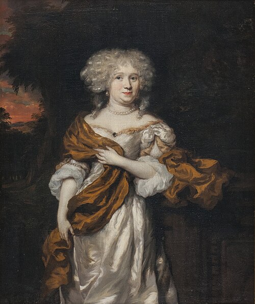 Portrait of een vrouw, mogelijk Maria Fagel (1649-1739), echtgenote van François Doublet, 1767, Heiman Dullaart