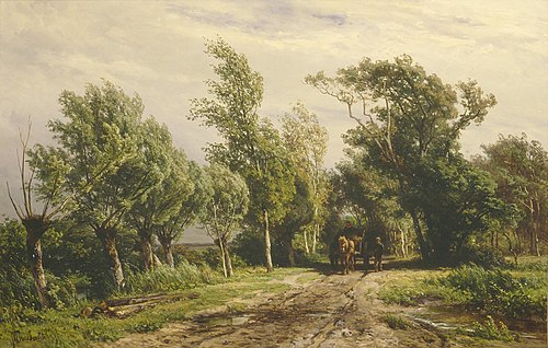 Landschap met paard en wagen., 1868, Jan Willem van Borselen