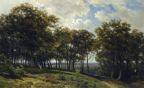 A mother and child in a forest landscape, 1884, Jan Willem van Borselen