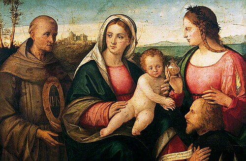 The Virgin and Child with Saint Bernardino of Siena, Saint Mary Magdalene and a Donor, , Francesco Bissolo