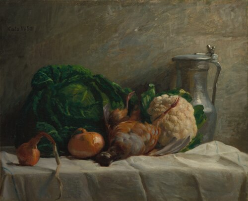 Still Life with Vegetables, Partridge, and a Jug, 1858, Adolphe-Félix Cals