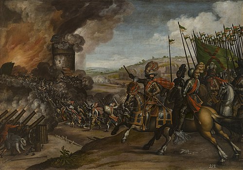 Battle of Gascona and battery in a castle, 1601, Juan de la Corte
