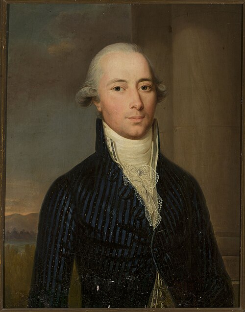 Portrait of a man in a blue frock coat with a jabot, , Wilhelm Böttner