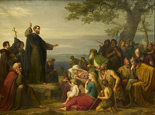 St. Gallus predigt den Alemannen am Bodensee das Evangelium, 1861, Wilhelm Dürr