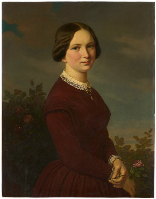 Junges Mädchen mit Rose in der Hand, 1850, Wilhelm Dürr