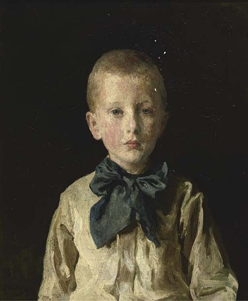 Boy with a blue ribbon, 1892, Edmond Van Hove