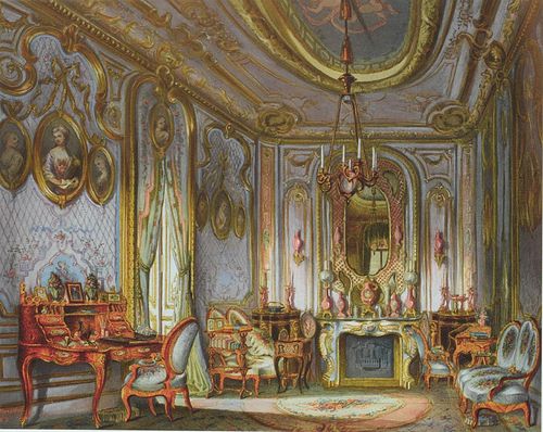 Boudoir der Königin Olga von Württemberg in der Villa Berg in Stuttgart., 1863, Wilhelm Murschel