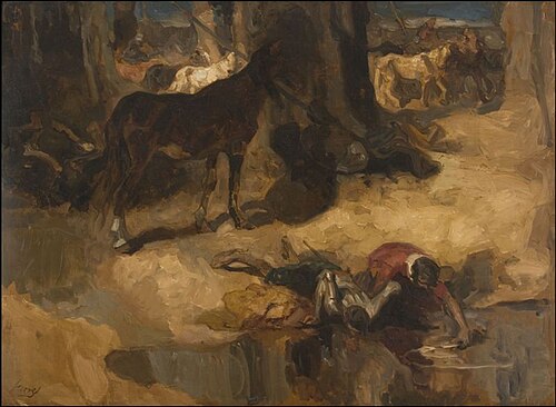 Don Quichotte drinkt water, 1910, Johannes Hendricus Jurres