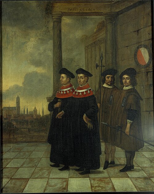 De burgemeesters van Utrecht met de stadsboden, 1658, Willem van Swanenburgh
