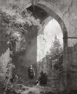 Man at a ruin, 1853, Joannes van Liefland