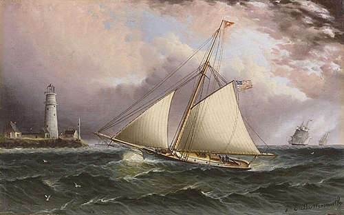 Yacht KATE off Boston Light, 1850, James E. Buttersworth