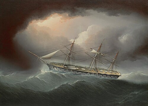 Ship of the Line USS Ohio in Stormy Weather, 1852, James E. Buttersworth
