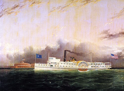 Steamboat „Escord“ off the battery, 1863, James E. Buttersworth
