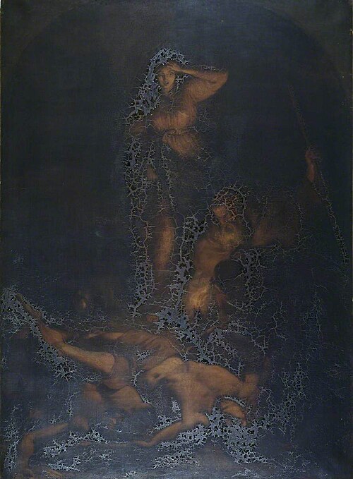 Editha and the Monks Searching for the Body of Harold, 1834, William Hilton