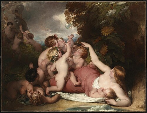 Nature Blowing Bubbles for her Children, 1821, William Hilton