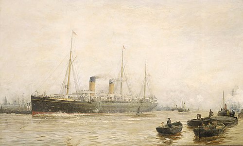 The 'Teutonic' leaving Liverpool, 1889, William Lionel Wyllie