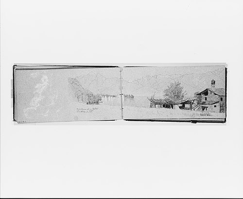 Cloud Study; Lake [Maggiore?] and Village (from Sketchbook), 1869, Jervis McEntee