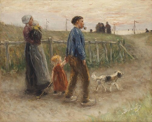 A family in the dunes, Katwijk, , Bernard Blommers