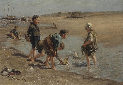 Children playing on the beach, , Bernard Blommers
