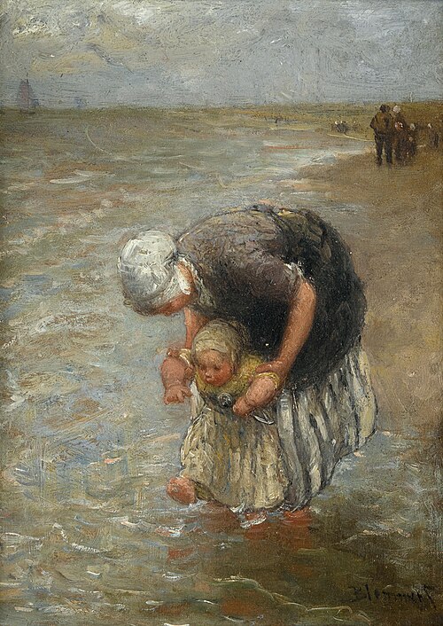 Mother and child at the seaside, , Bernard Blommers