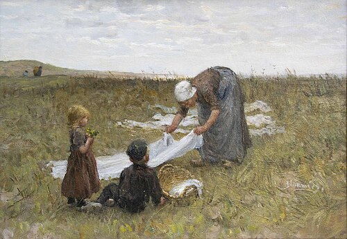 With mum laundry bleached in the dunes of Katwijk, , Bernard Blommers