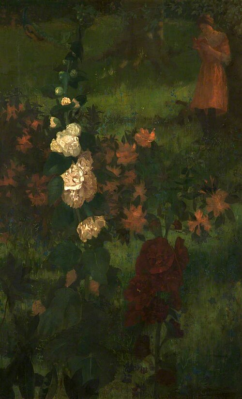 Hollyhocks (A Fairy Tale), 1886, William Stott
