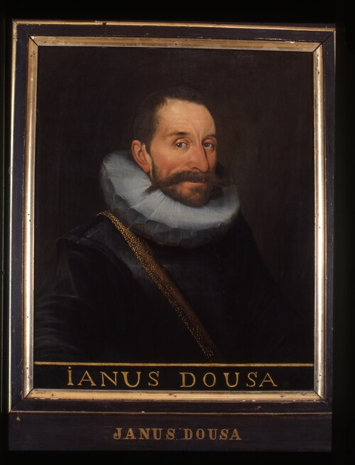 Portret van Janus (I) Dousa, curator en bibliothecaris van de Universiteit Leiden, 1612, Roeloff Willemsz. van Culemborg