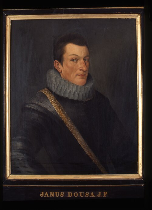 Portret van Janus (II) Dousa, bibliothecaris van de Universiteit Leiden 1593-1596., 1612, Roeloff Willemsz. van Culemborg