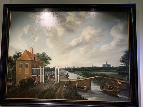 The toll gate along the Leidsevaart near Heemstede with Haarlem in the distance, tussen 1675 en 1680, 1677, Salomon Rombouts