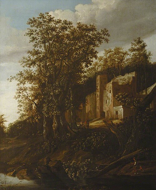 Peasants by a Wooded Riverbank, 1650, Salomon Rombouts