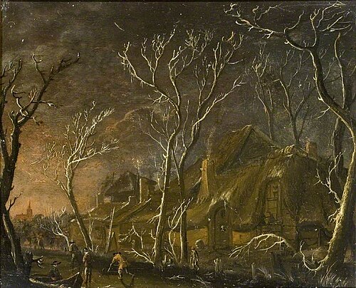 A Winter Scene at Night, 1700, Salomon Rombouts