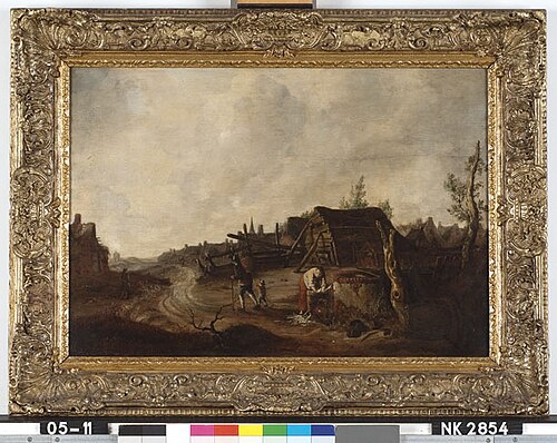 Dorpsgezicht met een vrouw bij een put, 1678, Salomon Rombouts
