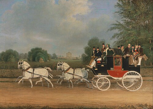 The London-Faringdon Coach passing Buckland House, Berkshire, 1835, James Pollard