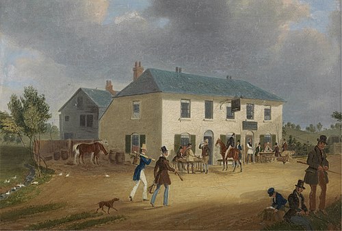 Outside the Pike and Anchor Inn at Ponders End, Middlesex, 1834, James Pollard