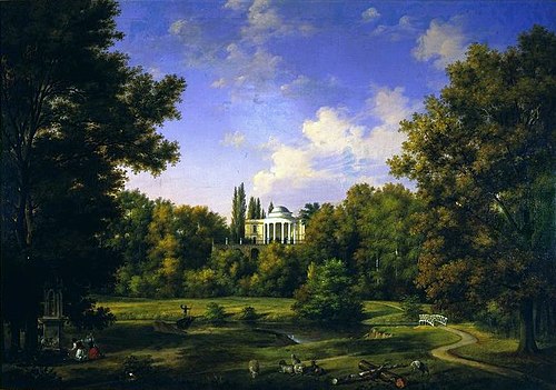 Vue du palais de Natolin prise depuis le parc., 1830, Wincenty Kasprzycki