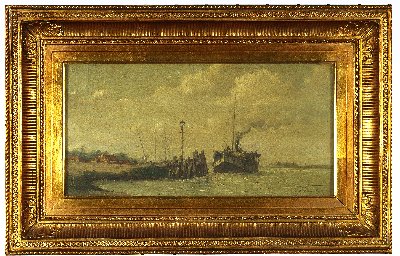Aankomst der stoomboot aan Rozenburg, , Henri-Louis Permeke