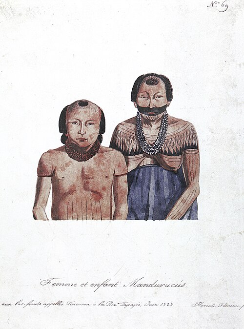 Nº 69. Femme et enfant Mandurucús. aux bas-fonds appellés Tiacoron à la Riv.e Tapajós..., 1828, Hercule Florence