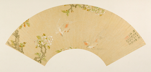 陆治黎花白燕扇面, , Lu Zhi