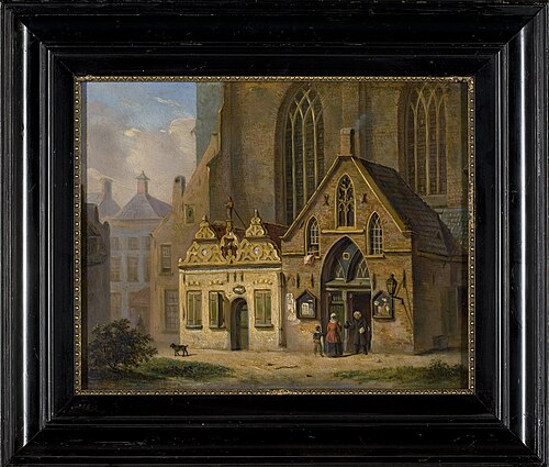 Gotisch voorportaal en het Brood- en Boterhuisje aan de zuidwestzijde van de Martinikerk te Groninge, 1837, Jan Ensing