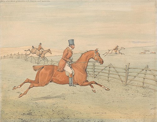 Going at a Rank of Hurdles with Temper and Resolution, 1827, Henry Thomas Alken