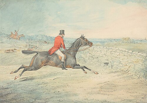 Rider on a Brown Horse Going at a Wall, , Henry Thomas Alken