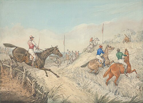 Steeplechasing: The Field Jumping in and Out of a Lane, , Henry Thomas Alken
