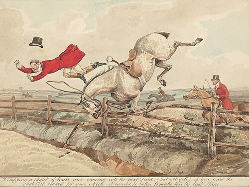 "Qualified Horses and Unqualified Riders:" 'Topping a Flight of Rails...', , Henry Thomas Alken