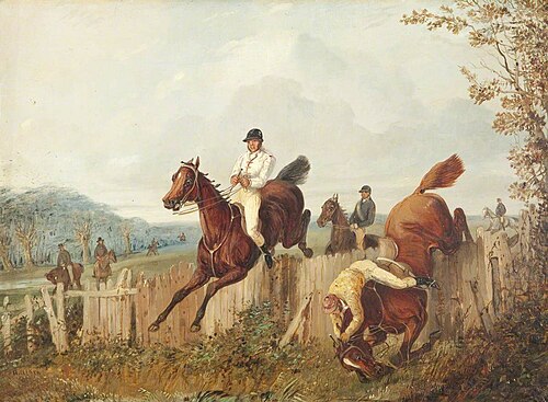 Steeplechasers Jumping a Fence, , Henry Thomas Alken