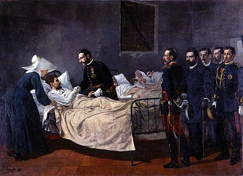 Alfonso XII visitando a los coléricos de Aranjuez, , José Bermudo Mateos