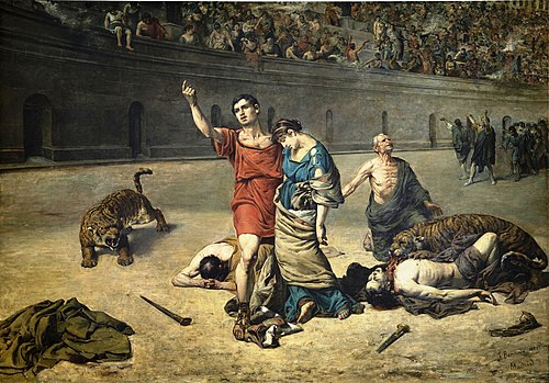 Eudoro y Cimodocea en el anfiteatro, 1884, José Bermudo Mateos